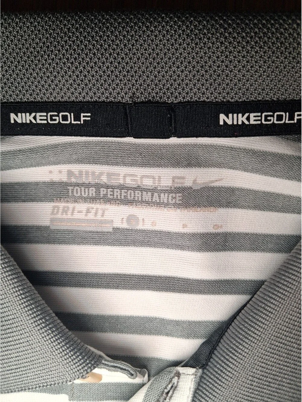 Nike Golf Dri Fit Polo Shirt Mens Small Gray White Striped